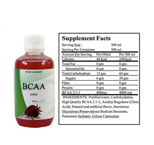 Suministro al por Mayor de Bebida BCAA 2:1:1, Líquido Oral para Adultos, Antienvejecimiento, Mejora la Inmunidad, Crecimiento Muscular, Vegano, Certificado ISO 9001, Botella de 500 ml - Product Image 3