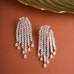 Luxury Marquise Cut Crystal Chandelier <b>Earrings</b> 18K Gold Plated Tassel <b>Dangle</b> Women Wedding Jewelry 925 <b>Silver</b> - Product Image 1