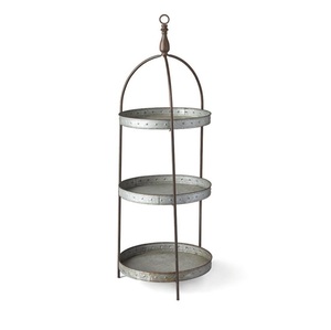 Nouvel Arrivage : Support à Gâteau Vintage Galvanisé à 3 Niveaux pour Mariages et Anniversaires, Présentoir Rond en Fer pour Fêtes, Taille et Forme Personnalisables - Product Image 2