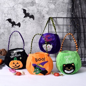 Sacs cadeaux en toile non tissée personnalisés avec logo pour Halloween, sacs à bonbons portables en forme de citrouille pour enfants - Product Image 2
