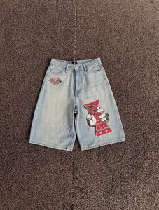 Conjunto de Chaqueta y Pantalones Cortos de Mezclilla, Estilo Urbano, Pantalones Cortos de Mezclilla de Verano, Pantalones Cortos de Mezclilla de Talla Grande para Hombre, Estilo Y2K, Holgados, con Diseño de Araña - Product Image 5