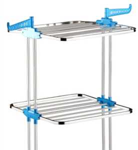 Torre de Secado de Ropa Plegable de Tres Niveles de Acero Inoxidable de Alta Resistencia con Acabado Lacado Brillante y Ruedas, Ajustable para Exteriores - Product Image 2
