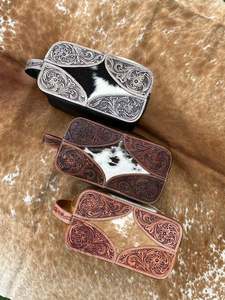 Nouveau sac cosmétique de voyage en cuir repoussé de cheveux en gros de haute qualité sac organisateur de maquillage en cuir véritable occidental pour femmes - Product Image 3