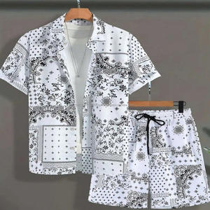 ชุดเซ็ตเสื้อเชิ้ตแขนสั้นลายดอกไม้ผ้าซาตินระบายอากาศสำหรับผู้ชาย ชุดฤดูร้อนสไตล์ฮาวาย ชุดชายหาด ผลิตในอิตาลี - Product Image 2