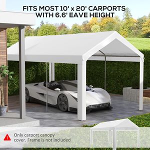 UV Resistant 19.6FT X 9.7FT Carport <b>Roof</b> <b>Canopy</b> Replacement Simple Style White PC Sail Fits 84C 378V00 84C 206 Series for 2 Car - Product Image 4