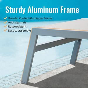 Juego de 3 Sillas de Patio de Aluminio, 5 Posiciones Ajustables, para Jardín, Piscina, Terraza o Áreas de Descanso - Product Image 2