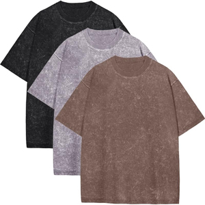 เสื้อยืดคอตตอนวินเทจฟอกสีแบบขายส่ง 250 กรัม ทรงโอเวอร์ไซส์ ทรงบ็อกซี่ คอกลม สีพื้น ผ้าเจอร์ซีย์ สวมใส่สบายสำหรับผู้ชาย - Product Image 6