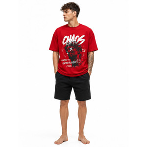 เสื้อยืดสตรีทแวร์ทรงโอเวอร์ไซส์ คอตตอน 240 GSM ระบายอากาศได้ดี เป็นมิตรกับสิ่งแวดล้อม พร้อมโลโก้ด้านหน้า แบบยูนิเซ็กซ์  รับผลิตเสื้อผ้าตามสั่ง - Product Image 1