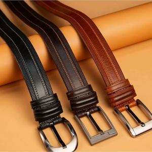 Cinturón de Cuero Vacuno con Hebilla Clásica BS INTERNATIONAL, Color Negro, Acero Resistente, Duradero, Ecológico e Impermeable, 3.8 CM - Product Image 1