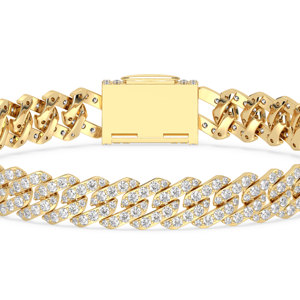 REYES – Bracelet en or jaune 14 carats scintillant avec moissanite de 6,02 carats, chaîne cubaine, fermoir en forme de boîte, pour femmes, certifié GRA, bijoux fins - Product Image 3