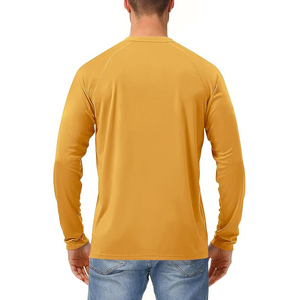 T-shirt à manches longues pour homme, 100% coton, col rond, coupe classique, couleur unie, décontracté, tricoté, respirant - Product Image 4