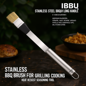 Spazzola per barbecue in acciaio inossidabile con manico lungo per grigliare, cucinare e applicare condimenti, resistente al calore - Product Image 3