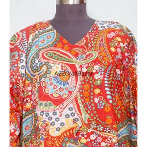 Vestido Kaftán de Algodón para Mujer, Estampado Floral, Túnica India, Talla Única, Ropa de Verano para Fiesta, Ropa de Dormir, Estilo Relajado - Product Image 3
