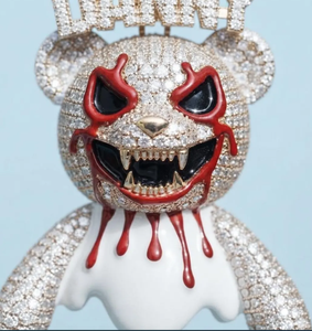 Pendentif Ours Sanglant Moissanite Iced Out, Plaque nominative Danny, Breloque Hip Hop Plaqué Or - Product Image 2