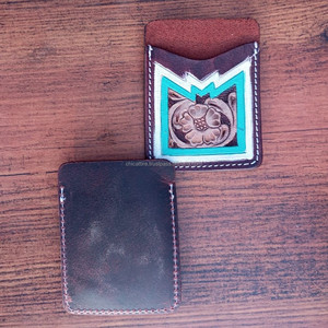 Estuche para tarjetas de cajero automático de cuero tallado a mano Real, estuche rectangular para tarjetas de crédito, estuche para tarjetas pequeño y bonito, estuche para tarjetas de moda occidental - Product Image 5