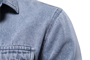 Nouvelle veste en jean vintage élégante pour hommes et garçons, couleur personnalisée, logo, tissu respirant en coton et lin écologique, délavage clair, OEM - Product Image 4