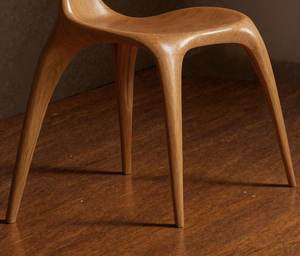 Silla de comedor escultórica de madera maciza, diseño orgánico hecho a mano - Product Image 3