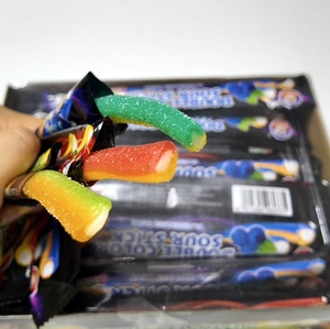 Bonbons gélifiés acidulés halal bicolores de haute qualité en gros, barres gélifiées sandwich en boîte - Product Image 2