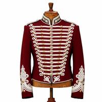 Veste Hussarde Unisexe Blanche 100% Polyester Haute Qualité pour l'Été, Tunique Cérémonielle Napoléonienne avec Broderie Dorée et Perles