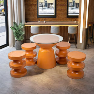 طاولة بار خشبية طويلة قابلة للطي مع كراسي وطقم إفطار، أثاث تجاري على طراز الفنادق للاستخدام المنزلي والبار والمدخل - Product Image 4