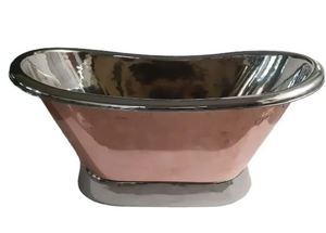 Baignoire autoportante en cuivre double cuvette, finition nickel poli à l'intérieur, pour usage domestique - Product Image 3
