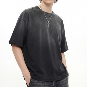 เสื้อยืดผ้าแคนวาสทรงปกติสำหรับผู้ชาย แขนปกติ คอกลม สไตล์สตรีท สีพื้น เรียบง่าย เป็นมิตรกับสิ่งแวดล้อม แห้งเร็ว 100% - Product Image 1