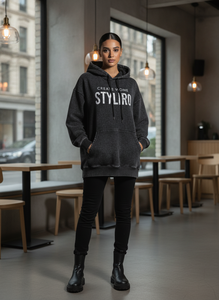 Sweat à capuche oversize pour femme, manches longues, mélange de coton, logo tricoté sur le devant, poches, vêtements d'automne - Product Image 4