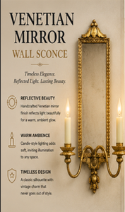 Gold Plated Rectangle Wall <b>Mirror</b> With Candle Holder Traditional Ornamental <b>Hanging</b> Accent Decor - Product Image 3