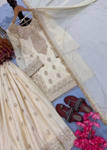 Conjunto de Traje Sharara de Seda con Bordado de Cremallera Gruesa, Kurta y Dupatta, Ropa Tradicional India y Pakistaní para Bodas y Fiestas para Mujer - Product Image 2
