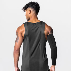 Camiseta sin mangas para hombre, informal, estilo musculoso, para baloncesto, de secado rápido, transpirable, anti-UV, ecológica, con diseño de paneles, talla grande, de algodón tejido. - Product Image 3