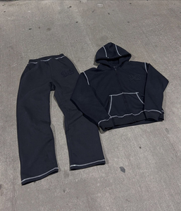 ชุดวอร์มพิมพ์ลายฤดูหนาวแบบใหม่ คุณภาพสูง ชุดเซ็ตสองชิ้นสำหรับผู้ชาย ชุดออกกำลังกายแบบมีเชือกผูกเอว - Product Image 1