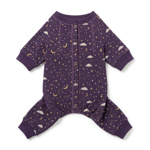 Purple <b>Printed</b> Dog Onesie With Stars Moon Clouds Pattern Knit Comfortable All Seasons Pet <b>Clothes</b> - Product Image 6