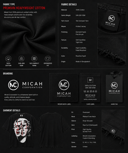 เสื้อยืดโอเวอร์ไซส์สไตล์สตรีท แขนสั้น ผ้าถักลายกราฟิก ทรงหลวม ไหล่ตก ผ้าคอตตอนหนา สำหรับผู้ชาย MICAH CORPORATION - Product Image 6