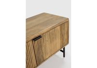 Meuble TV moderne pliable en bois de manguier massif à 3 portes, rangement écologique, taille personnalisable pour salon, compatible avec les téléviseurs de 60 à 64 pouces