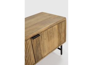 Modern Foldable Solid Mango Wood 3-Door <b>TV</b> <b>Stand</b> with Storage Minimalist Design for Living Room Fits 60-64in <b>TVs</b> - Product Image 4