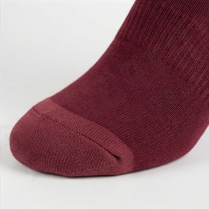 Burgundy Knee High <b>Socks</b> Solid Color Knitted Breathable Casual Wear for Adults - Product Image 6