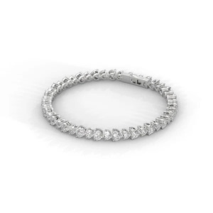 Brass Moissanite Tennis <b>Bracelet</b> 18K Gold Plated Single Row <b>Crystal</b> Heart and Pear Cut Unisex Gift - Product Image 2