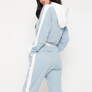 Ensemble de survêtement décontracté en velours pour femme, comprenant un sweat à capuche court zippé et un pantalon, ensemble 2 pièces en velours - Product Image 2