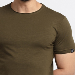 <b>Men's</b> Regular Fit <b>Yellow</b> Solid Regular Sleeve V-Neck <b>T</b>-<b>Shirt</b> Casual 100% Cotton Breathable Anti-Pilling 220g Anti-UV Quick Dry - Product Image 5