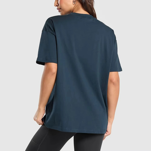 Low Moq Women's Oversized Crew Neck Short Sleeve T-<b>Shirt</b> Solid Color Loose Fit Breathable Jersey Knit All Seasons Wear - Product Image 2