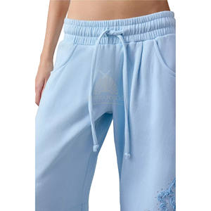 Sweatpants baggy de qualité supérieure avec broderie de haute qualité, sweatpants amples imprimés, pantalon de jogging 100% coton biologique - Product Image 5