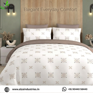 Export Quality Super King 120x120 Inch Cotton Bedsheet <b>Set</b> Neutral Motif Print Comfortable Premium <b>Bedspread</b> with 2 Pillowcases - Product Image 2