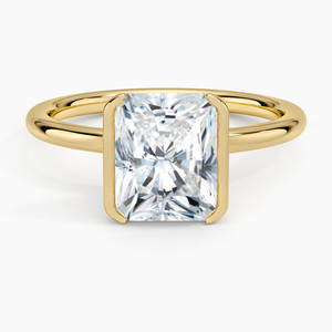 Radiant Cut Diamond <b>Solitaire</b> Engagement <b>Ring</b> in Yellow Gold Bezel Setting Classic Style for Women - Product Image 1