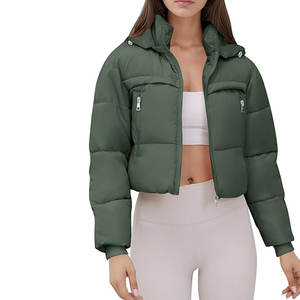 Wholesales Price <b>Women</b> Winter <b>Short</b> Padded Puffer Coats <b>Jackets</b> Outwear Breathable Thick Padding Puffer <b>Jackets</b> With Hood - Product Image 1