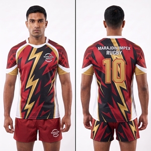 ชุดเสื้อและกางเกงรักบี้ฟุตบอลแบบซับลิเมชั่นสั่งทำพิเศษสำหรับผู้ชาย ชุดยูนิฟอร์มทีมฟุตบอล ชุดกีฬาขายส่ง สั่งทำชื่อและหมายเลขได้ พร้อมโลโก้ OEM - Product Image 2