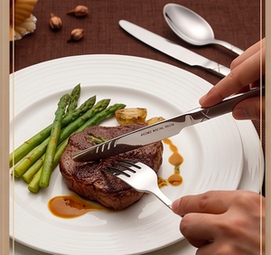 Ensemble de couverts à manche géométrique en acier inoxydable poli miroir, idéal pour les restaurants, les dîners et les hôtels - Product Image 6