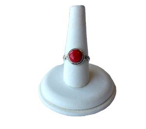 แหวนปะการังสีแดงงานปาร์ตี้ตามสั่งสำหรับผู้หญิงเครื่องประดับอัญมณีธรรมชาติแบบมีขอบเป็น925เงินเป็นของขวัญ - Product Image 3