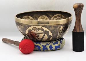 Bol Antique en laiton et 7 Chakra noir, pour la guérison spirituel et la maison, pour le son, la thérapie et la méditation - Product Image 2