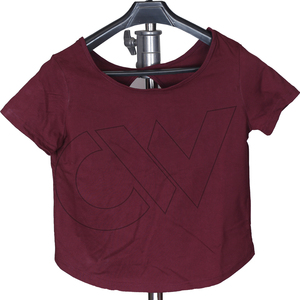 Camiseta Corta Unisex Color Granate con Cuello Mao, Manga Corta, Formal, de Franela, Algodón Orgánico, Secado Rápido, Corte Regular, para Verano - Product Image 1