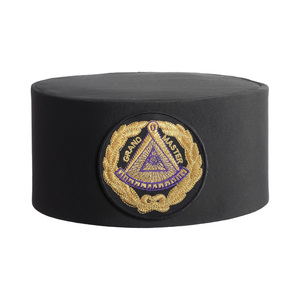 Grand Master Blue Lodge Crown Cap Black Premium <b>Purple</b> Gold Embroidered Circular Emblem Gold Laurel <b>Purple</b> Crest Ceremonial <b>Hat</b> - Product Image 1